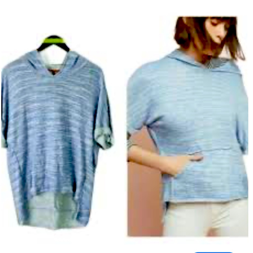 Dolan Left Coast Anthropologie Womens M Short Sleeve Hoodie Blue Relaxed